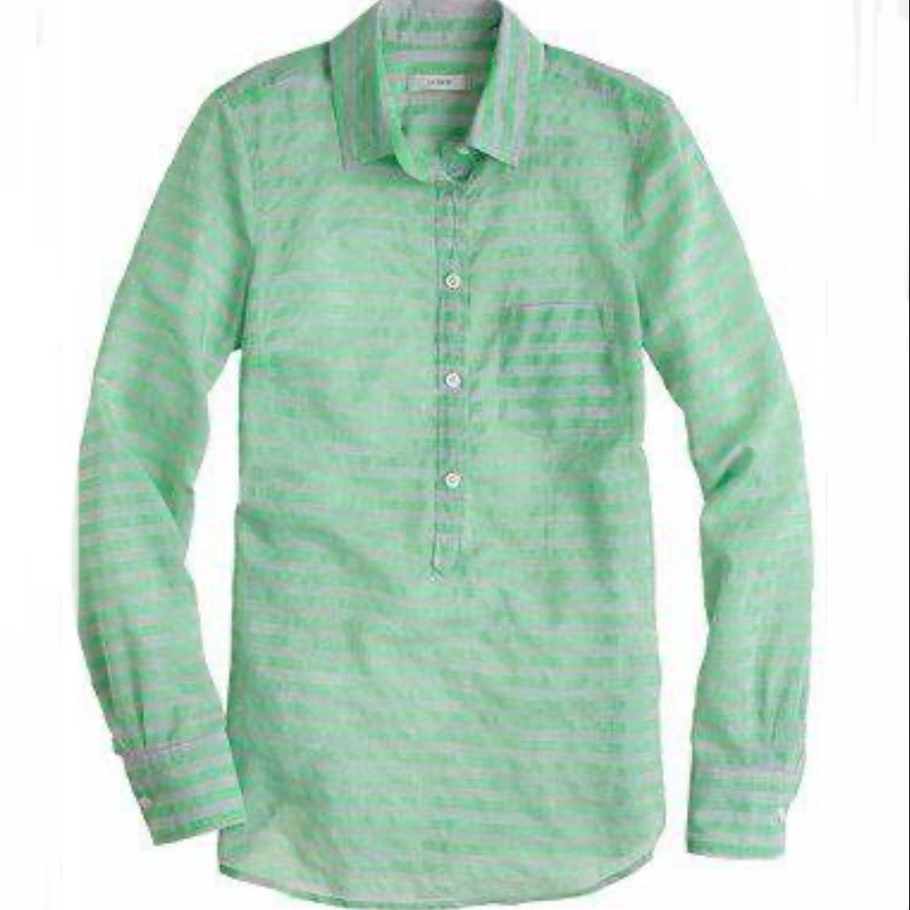J. Crew Stripe Cotton Silk Popover Size 2